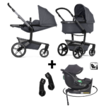 Kinderwagen Joolz Day5 Stone Grey + Autostoel EasyGo Buz Pro I-Size 360 Ink&Base&Adapterset