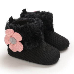 Mini Fashion™ - Altijd Warme Voeten - Kinder Winterschoenen Zwart - Roze Bloem / 18 (6-12 maanden) | Educatief Speelgoed