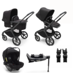 Kinderwagen Bugaboo Fox5 Compleet Black/Midnight Black met Autostoel Turtle + Base 360 + Adapters