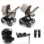 Kinderwagen Bugaboo Fox5 Compleet Black/Desert Taupe met Autostoel Turtle + Base 360 + Adapters