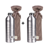 Set | Kruik Tryco Aluminium 2st. met Kruikenzak 2st. Jollein Spring Knit Chestnut