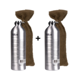 Set | Kruik Tryco Aluminium 2st. met Kruikenzak 2st. Meyco Badstof Chocolate