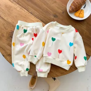 Mini Fashion™ - Superzacht&Comfortabel - Gekleurde hartjes trainingspak 66 (0-3 maanden) | Educatief Speelgoed