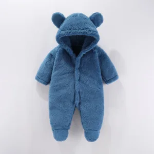 Mini Fashion™ - Met Capuchon - Fleece Romper Blauw / 66 (3-6 maanden) | Educatief Speelgoed