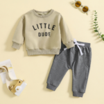 Mini Fashion™ - Stoere'Little Dude'Set Katoen Kaki / Maat 80 (6 -12 maanden) | Educatief Speelgoed