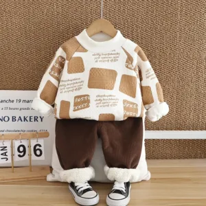 Mini Fashion™ - Warm&Stijlvol - 2-Delige Fleece Set Wit / 120 (5 jaar) | Educatief Speelgoed