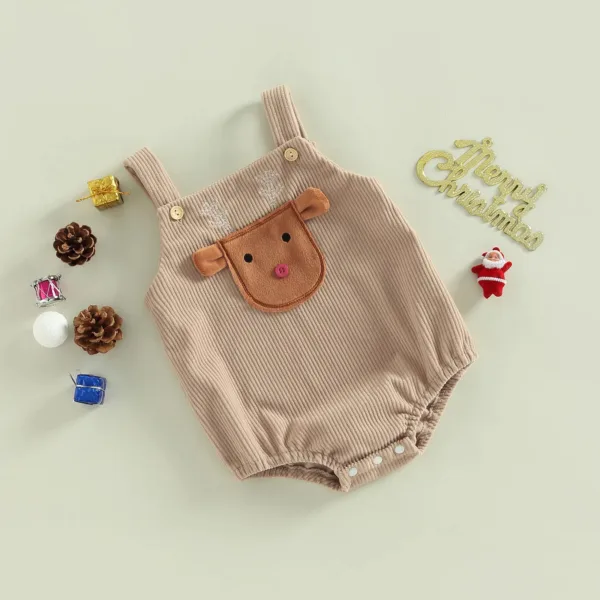Mini Fashion™ - Kerst Design - Overall Kerst Romper Beige / 100 (12-18 maanden) | Educatief Speelgoed - Afbeelding 1