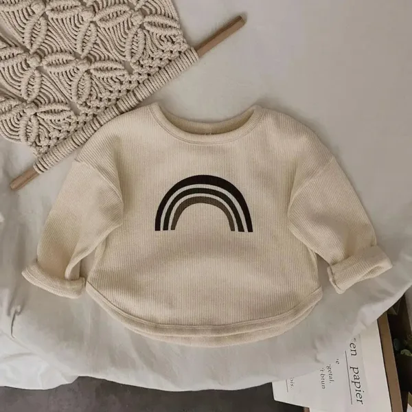 Mini fashion™ - Geschikt Voor Elk Seizoen - Lange Mouwen T-shirt Beige / 140 (7 jaar) | Educatief Speelgoed - Afbeelding 1