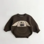 Mini Fashion™ - Leuke Print met Buidel - Dieren Trui Bruin / 100 (3 jaar) | Educatief Speelgoed