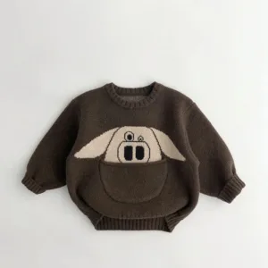 Mini Fashion™ - Leuke Print met Buidel - Dieren Trui Bruin / 130 (6 jaar) | Educatief Speelgoed