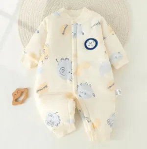 Mini Fashion™ - Comfi&Trendy - Jumpsuit Pyjama Wit - Olifant / 59 (0-3 maanden) | Educatief Speelgoed