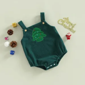 Mini Fashion™ - Kerst Design - Overall Kerst Romper Groen / 70 (0-3 maanden) | Educatief Speelgoed