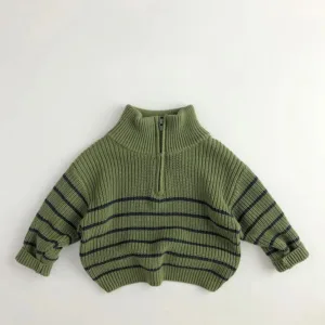 Mini Fashion™ - Eenvoudige Rits - Kinder Zipper Trui Groen / 80 (9-12 maanden) | Educatief Speelgoed