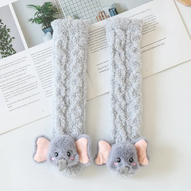 image_344_Shoe_Sock_Babywinter_Coral_Fleece_Baby_Socks_Cartoon_Doll_Stretchy_Socks_For_t_8 Mini Fashion™ - Knusse beenwarmers - Kindersokken Grijze Olifant | Educatief Speelgoed - Afbeelding 1
