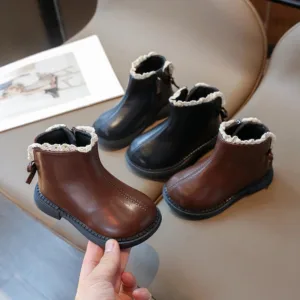 Mini Fashion™ - Warm&Classic - Leren Laarsjes Zwart / 27 (3-4 jaar) | Educatief Speelgoed