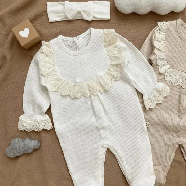 Mini Fashion™ - Knus&Cute - Jumpsuit Pyjama Wit / 73 (6-12 maanden) | Educatief Speelgoed - Afbeelding 1