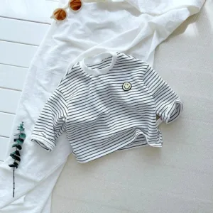Mini Fashion™ - Geschikt Voor Elk Seizoen - Lange Mouwen Shirt Wit - Zwart / 90 (1-2 jaar) | Educatief Speelgoed