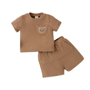 Mini Fashion™ - Schattig Beer Design - Zomer Outfit 120 (4-5 jaar) / Bruin | Educatief Speelgoed
