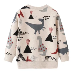 Mini Fashion™ - Geweldige Printen - Sweater Beige - Dinosaurus / 90 (2 jaar) | Educatief Speelgoed