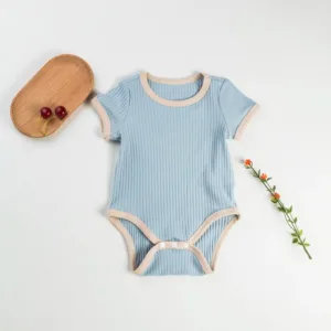Mini Fashion™ - Leuke Kleurencombinaties - Baby Romper Blauw / 70 (6-12 maanden) | Educatief Speelgoed