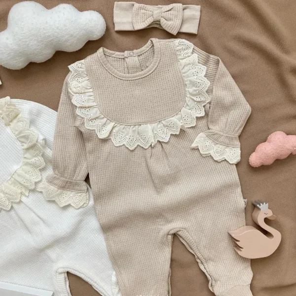 Mini Fashion™ - Knus&Cute - Jumpsuit Pyjama Beige / 73 (6-12 maanden) | Educatief Speelgoed - Afbeelding 1
