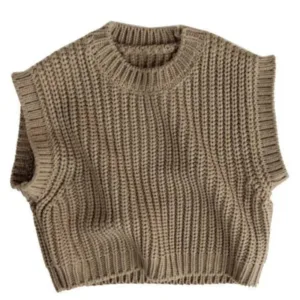 Mini Fashion™ - Zacht&Warm - Gebreide Spencer Bruin / XL(7-8 jaar) | Educatief Speelgoed