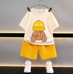 Mini Fashion™ - Funky&Fris - Kledingsetje Geel / 110 (3-4 jaar) | Educatief Speelgoed