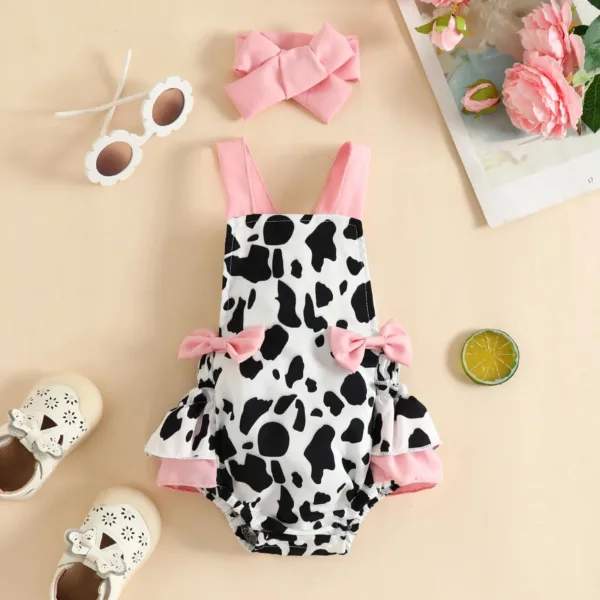 Mini Fashion™ - Koe of Aardbei - Meiden Rompertje Koe / 6-9 maanden | Educatief Speelgoed - Afbeelding 1