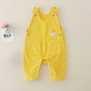 Mini Fashion™ - Stijlvol&Trendy - Rib Tuinbroek Geel / 73 (6-9 maanden) | Educatief Speelgoed