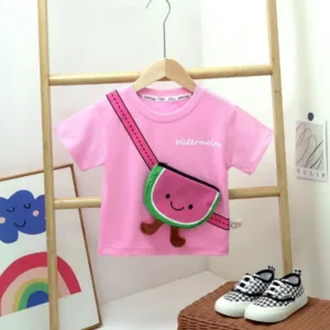 Mini Fashion™ - Fruitige Look - T-Shirt Roze - Watermeloen / 140 (6-7 jaar) | Educatief Speelgoed