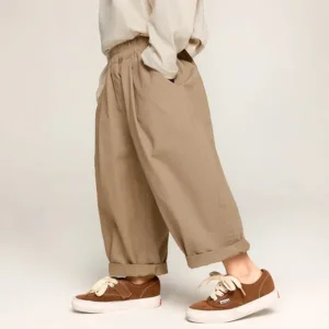 Mini Fashion™ - Trendy Design - Lange Wijde Broek Khaki / 90 (2 jaar) | Educatief Speelgoed