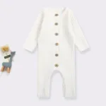 Mini fashion™ - Zachte'Knitted'Katoenen Stof - Gebreide Romper Wit / 73 (6 maanden) | Educatief Speelgoed