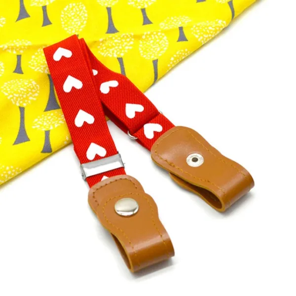 Mini Fashion™ - Past Altijd - Elastische Riem voor Kinderen Rood - Hartjes / 40-65cm (1-12 jaar) | Educatief Speelgoed - Afbeelding 1