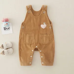 Mini Fashion™ - Stijlvol&Trendy - Rib Tuinbroek Bruin / 100 (2-3 jaar) | Educatief Speelgoed