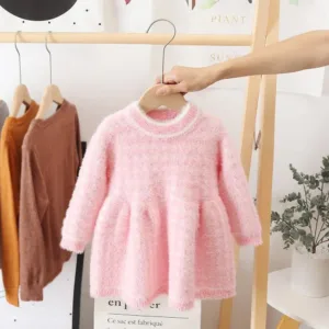Mini Fashion™ - Lekker Warm - Fleece Jurk Roze / 110 (3 jaar) | Educatief Speelgoed