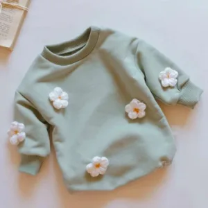 Mini Fashion™ - Schattige Printjes - Sweatshirt Romper Turquoise / 80 (9-12 maanden) | Educatief Speelgoed