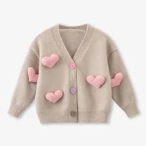 Mini Fashion™ - Trendy&Comfortabel - Hartjes Trui Khaki / 140 (7 jaar) | Educatief Speelgoed