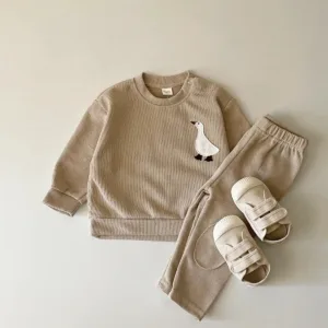 Mini Fashion™ - Trendy&Casual - Trainingspak Beige Gans / 100 (2-3 jaar) | Educatief Speelgoed