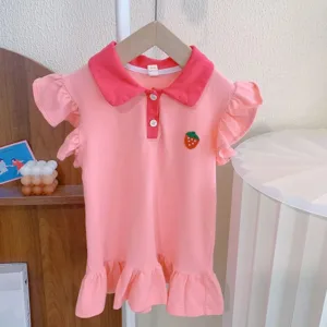 Mini Fashion™ - Gemakkelijk Te Wassen - Kinder Jurk Roze / 100 (2-3 jaar) | Educatief Speelgoed