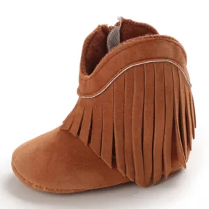 Mini Fashion™ - Stoere Look - Meiden Cowboy Laarzen Bruin -  Touwtjes / 16 (0-6 maanden) | Educatief Speelgoed