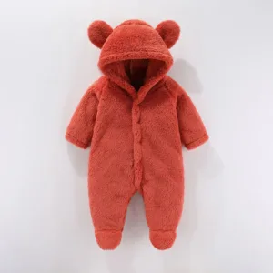 Mini Fashion™ - Met Capuchon - Fleece Romper Rood / 73 (6-9 maanden) | Educatief Speelgoed