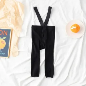 Mini Fashion™ - Zacht&Comfortabel - Kinder Legging met Bretels Zwart / M (1-2 jaar) | Educatief Speelgoed