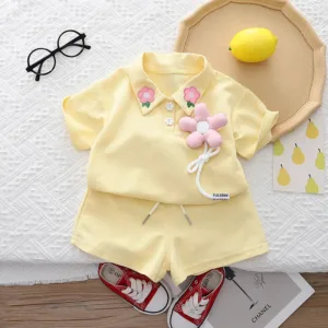 Mini Fashion™ - Comfort&Stijl - Meiden Zomerset Geel / 86 (12-18 maanden) | Educatief Speelgoed
