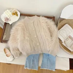 Mini Fashion™ - Warm&Stijlvol - Meiden Winterjas Beige / 100 (2-3 jaar) | Educatief Speelgoed