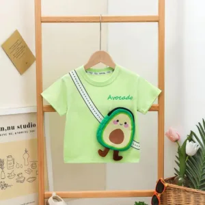 Mini Fashion™ - Fruitige Look - T-Shirt Groen - Avocado / 100 (2-3 jaar) | Educatief Speelgoed
