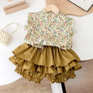 Mini Fashion™ - Zomerse Bloemen - Bloemenprint Top&Rok 86 (1 jaar) | Educatief Speelgoed