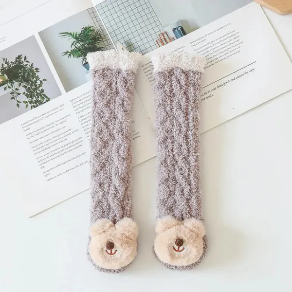 Mini Fashion™ - Knusse beenwarmers - Kindersokken Koffie Beer | Educatief Speelgoed - Afbeelding 1