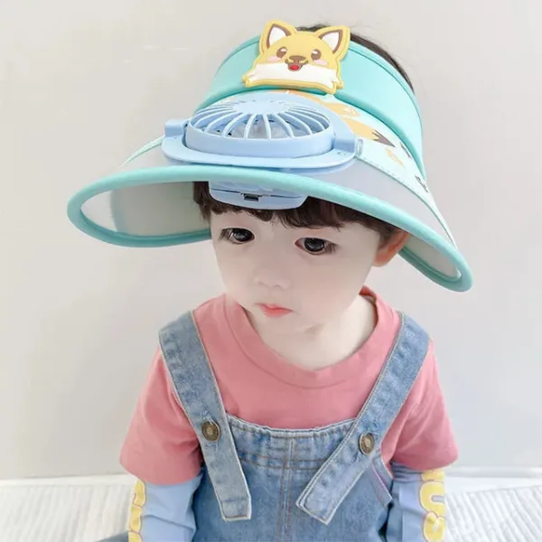 Mini Fashion™ - Houd Het Hoofd Koel - Ventilator Hoed Blauw / 50-54cm (3-12 Jaar) | Educatief Speelgoed - Afbeelding 1