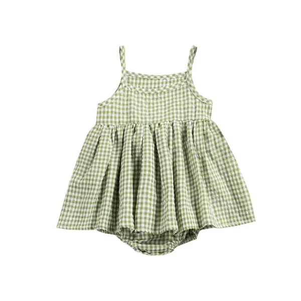 Mini Fashion™ - Meiden Jurk Romper Groen / 73 (6-9 maanden) | Educatief Speelgoed - Afbeelding 1