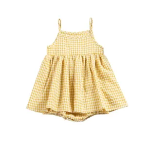 Mini Fashion™ - Meiden Jurk Romper Geel / 73 (6-9 maanden) | Educatief Speelgoed